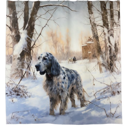 English Setter Let It Snow Weihnachten Duschvorhang (Vorderseite)