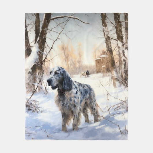 English Setter Let It Snow Weihnachten Fleecedecke (Vorderseite)