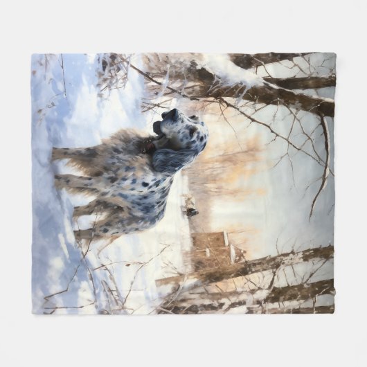 English Setter Let It Snow Weihnachten Fleecedecke (Vorderseite (Horizontal))