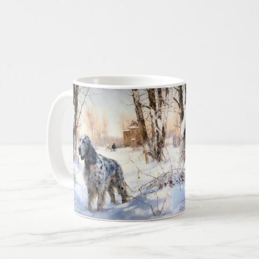 English Setter Let It Snow Weihnachten Kaffeetasse (Vorderseite Links)