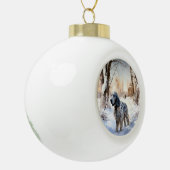 English Setter Let It Snow Weihnachten Keramik Kugel-Ornament (Links)