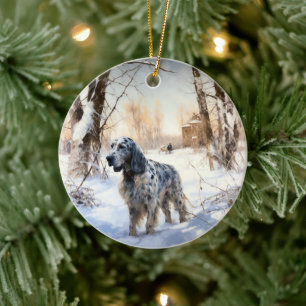 English Setter Let It Snow Weihnachten Keramik Ornament