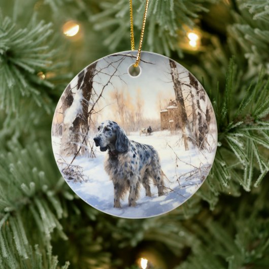 English Setter Let It Snow Weihnachten Keramik Ornament (Baum)