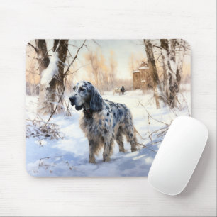 English Setter Let It Snow Weihnachten Mousepad