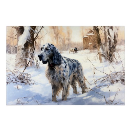 English Setter Let It Snow Weihnachten Poster (Vorderseite)
