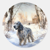 English Setter Let It Snow Weihnachten Runder Aufkleber (Vorderseite)