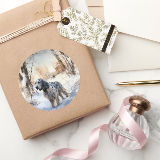 English Setter Let It Snow Weihnachten Runder Aufkleber (Schenken)