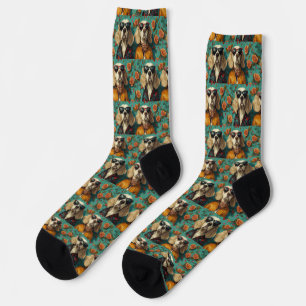 English Setter mit Herzrosen zum Valentinstag  Socken