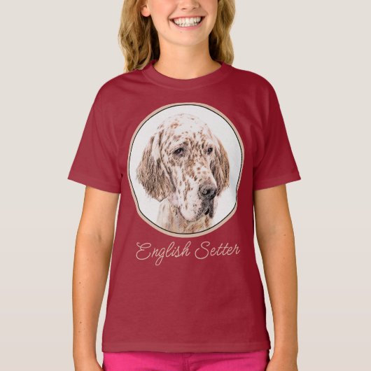 English Setter Orange Belton Painting Dog Art T-Sh T-Shirt (Vorderseite)