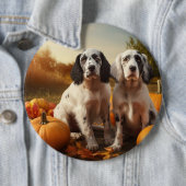 English Setter Puppy Autumn Delight Pumpkin Button (Beispiel)