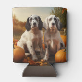 English Setter Puppy Autumn Delight Pumpkin Dosenkühler (Rückseite)