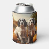 English Setter Puppy Autumn Delight Pumpkin Dosenkühler (Kanne Rückseite)