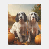 English Setter Puppy Autumn Delight Pumpkin Fleecedecke (Vorderseite)