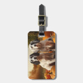 English Setter Puppy Autumn Delight Pumpkin Gepäckanhänger (Vorderseite vertikal)