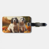 English Setter Puppy Autumn Delight Pumpkin Gepäckanhänger (Rückseite horizontal)