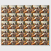 English Setter Puppy Autumn Delight Pumpkin Geschenkpapier (Flach)