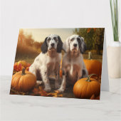 English Setter Puppy Autumn Delight Pumpkin Karte (Vorderseite)
