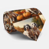 English Setter Puppy Autumn Delight Pumpkin Krawatte (Gerollt)