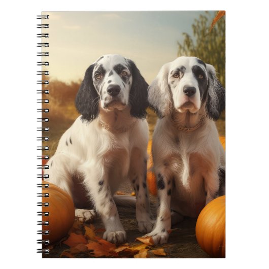 English Setter Puppy Autumn Delight Pumpkin Notizblock (Vorderseite)