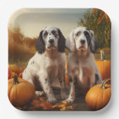 English Setter Puppy Autumn Delight Pumpkin Pappteller (Vorderseite)