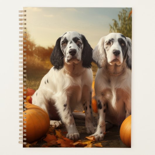 English Setter Puppy Autumn Delight Pumpkin Planer (Vorderseite)
