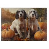 English Setter Puppy Autumn Delight Pumpkin Schneidebrett (Vorderseite)