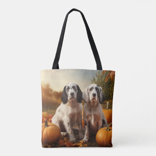 English Setter Puppy Autumn Delight Pumpkin Tasche (Rückseite)