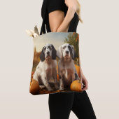 English Setter Puppy Autumn Delight Pumpkin Tasche (Von Nahem)