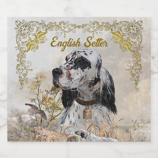 English Setter Schaumweinetikett (Einzelnes Label)