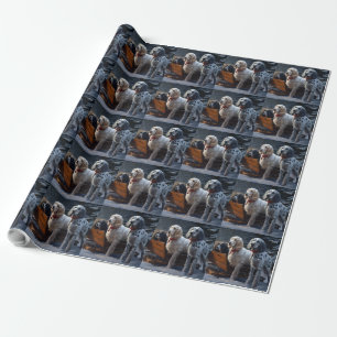 English Setter Schneeweißer Schlitten Weihnachtsde Geschenkpapier