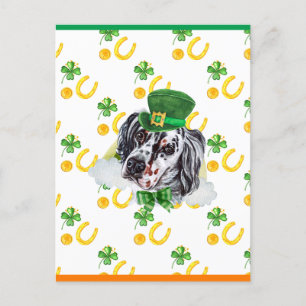 English Setter Shamrock St. Patricks Day Feiertagspostkarte