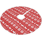 English Setter Silhouetten Weihnachtsmuster Red Polyester Weihnachtsbaumdecke (Schrägansicht)