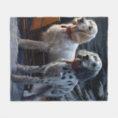 English Setter Snowy Sleigh Weihnachtsdekor Fleecedecke (Vorderseite (Horizontal))