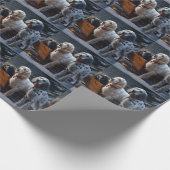 English Setter Snowy Sleigh Weihnachtsdekor Geschenkpapier (Ecke)