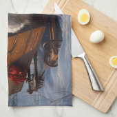 English Setter Snowy Sleigh Weihnachtsdekor Geschirrtuch (Viertel Falte)