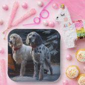 English Setter Snowy Sleigh Weihnachtsdekor Pappteller (Party)