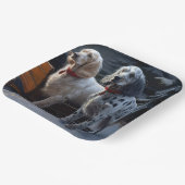 English Setter Snowy Sleigh Weihnachtsdekor Pappteller (Gewinkelt)