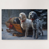 English Setter Snowy Sleigh Weihnachtsdekor Puzzle (Horizontal)