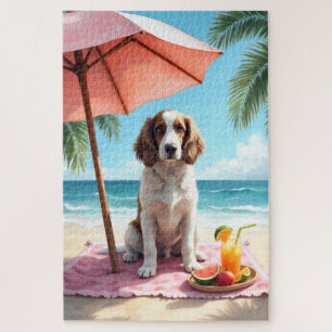 English Setter Strand Relax Szene Puzzle