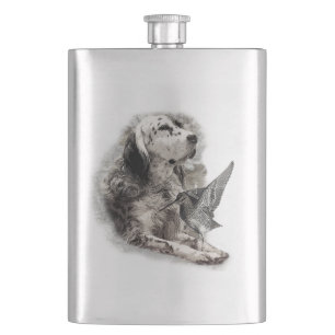 English Setter T - Shirt Trucker Hat Button Keycha Flachmann
