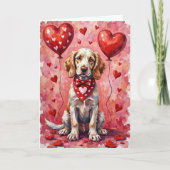 English Setter Valentine’s Day Dog with Hearts Red Karte (Vorderseite)