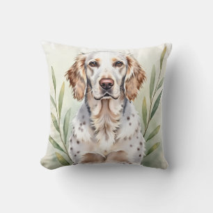 English Setter Wasserfarben-Feder-Muster-Kunst Kissen