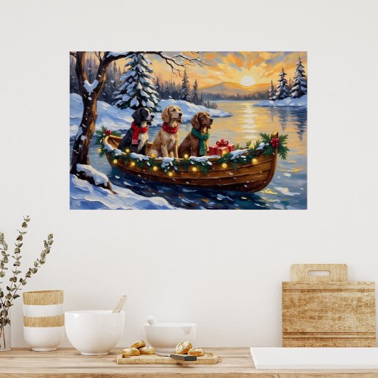 English Setter Weihnachtsboot Urlaub Poster (Küche)