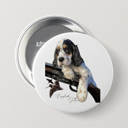 English Setter Welpe Button (Vorne & Hinten)