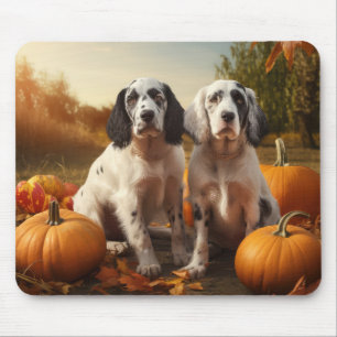 English Setter Welpe Herbstfreude Kürbis Mousepad