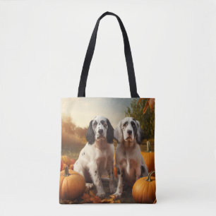 English Setter Welpe Herbstfreude Kürbis  Tasche