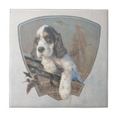 English Setter Welpe mit klassischem Showgun Fliese (Vorderseite)