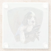 English Setter Welpe mit klassischem Showgun Glasuntersetzer (Rückseite)