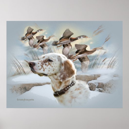 English Setter Winter Scene Poster (Vorne)