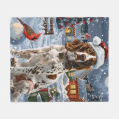 English Setter Winter Wonderland Christmas Joy Fleecedecke (Vorderseite (Horizontal))